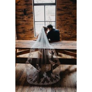 Wedding Dress and Cathedral Veil